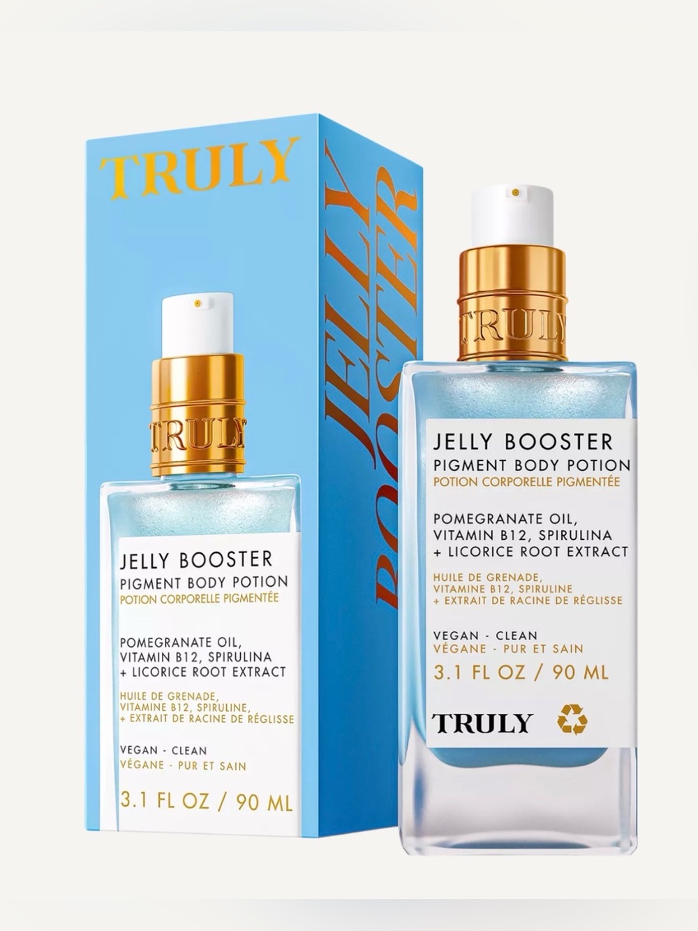 TRULY Jelly Booster Pigment Body Potion — Light Blue with Gold Accents